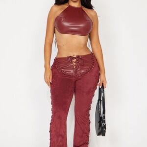 Burgundy Faux Leather Set